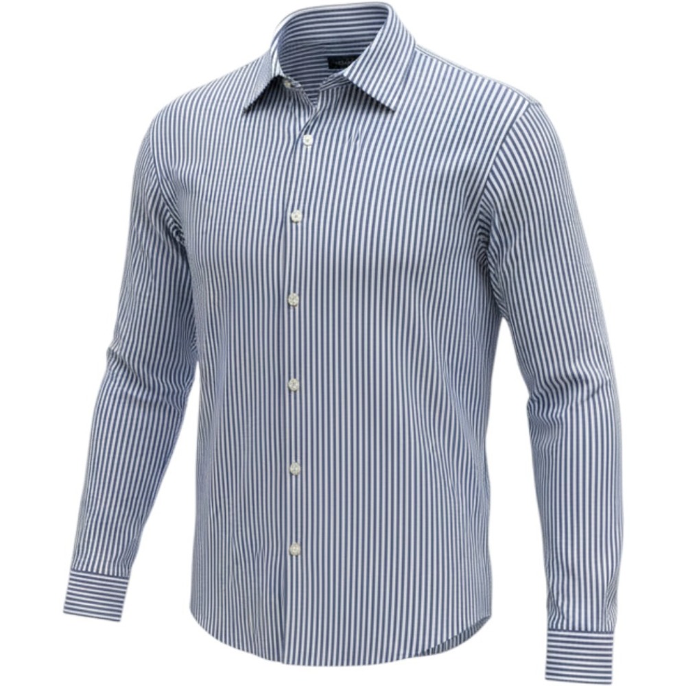 Banana Republic Button Down Mens L Blue Excellent Slim Stretch Pinstripe Cotton